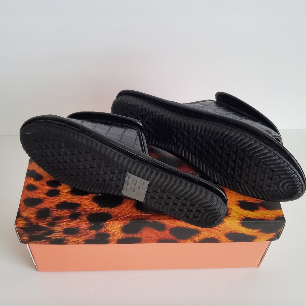 Lemonade Malone Faux Leather Slides Black Sandals Adjustable Fastener size 7‎ - Picture 5 of 6